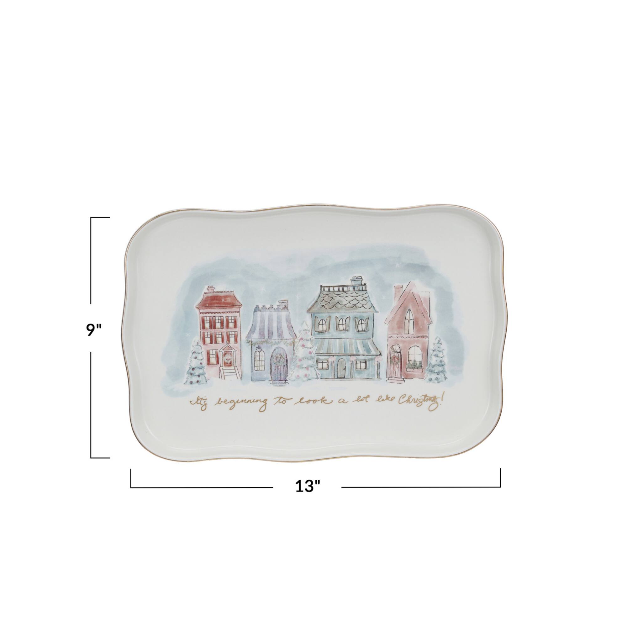 Hello Honey® 13" Village Christmas Scene Stoneware Platter